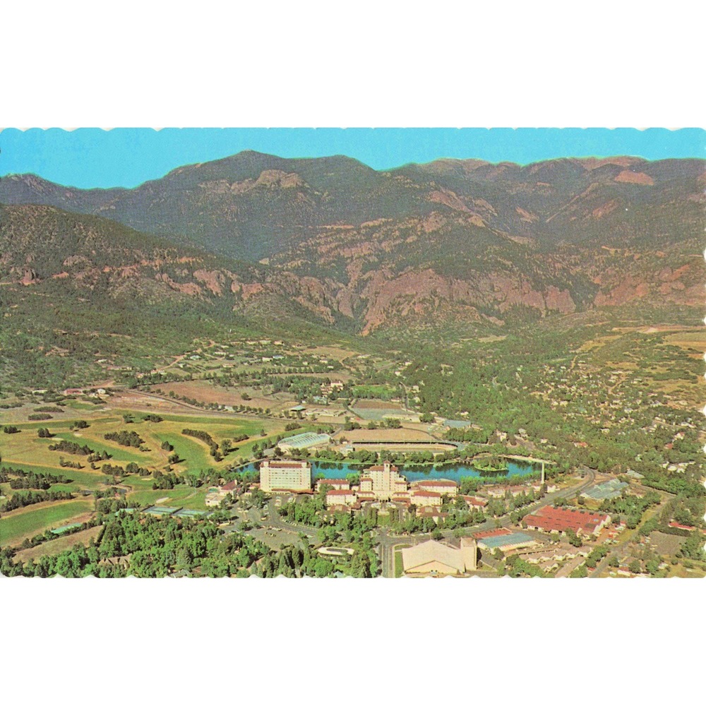 Broadmoor Hotel Colorado Springs CO Chrome Postcard Aerial View Sanborn VG+